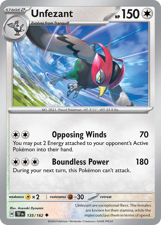 Unfezant 135/162 Uncommon | Temporal Forces | Pokemon Card