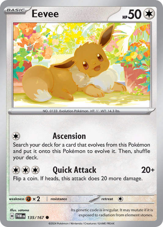 Eevee 135/167 Common | Twilight Masquerade | Pokemon Card