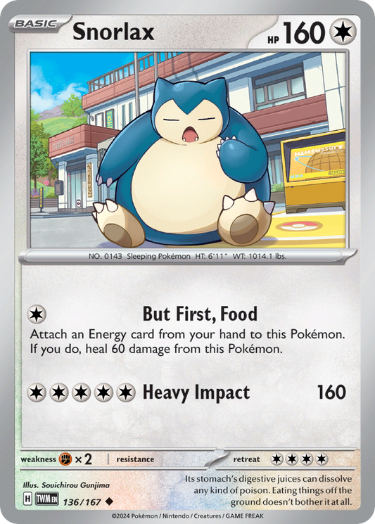 Snorlax 136/167 Uncommon | Twilight Masquerade | Pokemon Card