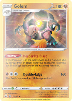 Golem 137/264 Reverse Holo | Fusion Strike | Pokemon Card