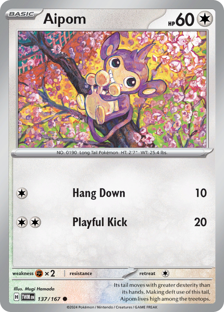 Aipom 137/167 Common | Twilight Masquerade | Pokemon Card