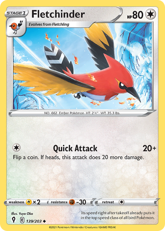 Fletchinder 139/203 Uncommon | Evolving Skies | Pokémon Card