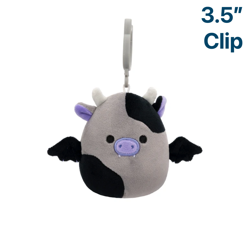 Bridgette the Cow Bat ~ Halloween 3.5" Clip On Squishmallow Plush