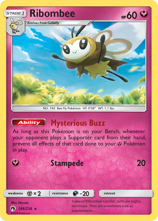 Ribombee 146/214 Rare | Lost Thunder | Pokemon Card