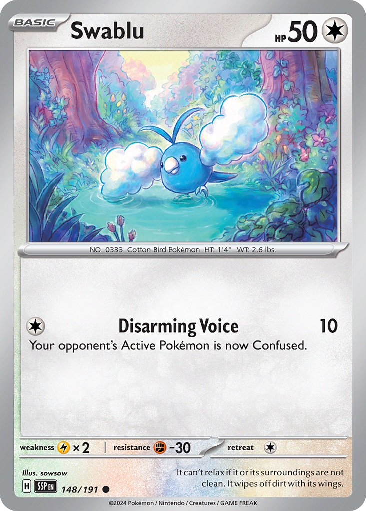 Swablu 148/191 Common | Surging Sparks | Pokemon Card