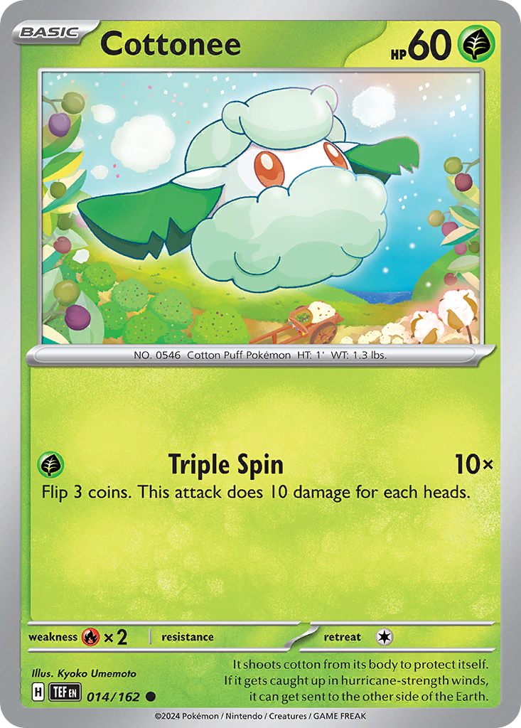 Cottonee 14/162 Common | Temporal Forces | Pokemon Card