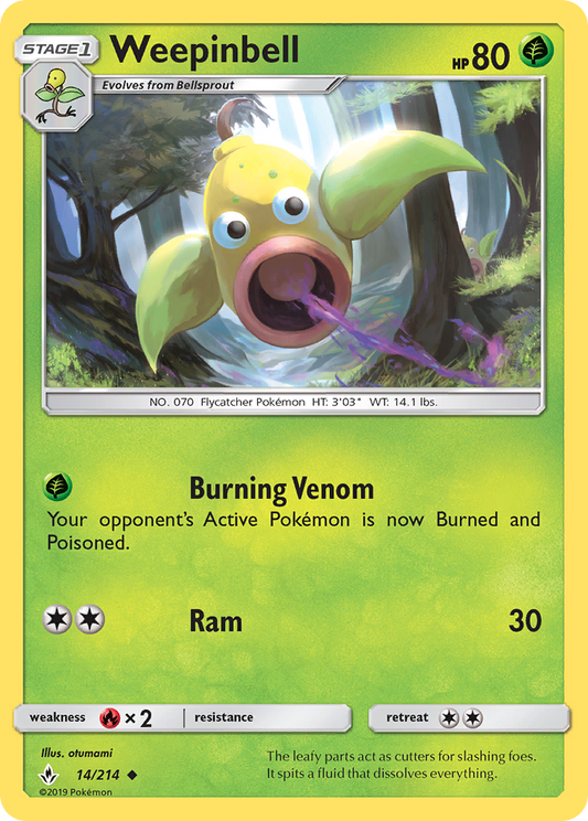 Weepinbell 14/214 Uncommon | Unbroken Bonds | Pokemon Card