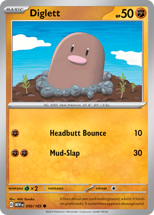 Diglett 50/165 Reverse Holo | 151 | Pokemon Card