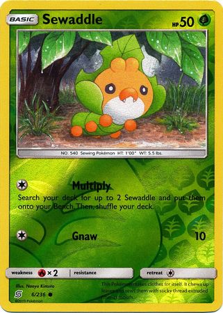 Sewaddle 6/236 Reverse Holo | Unified Minds | Pokemon Card