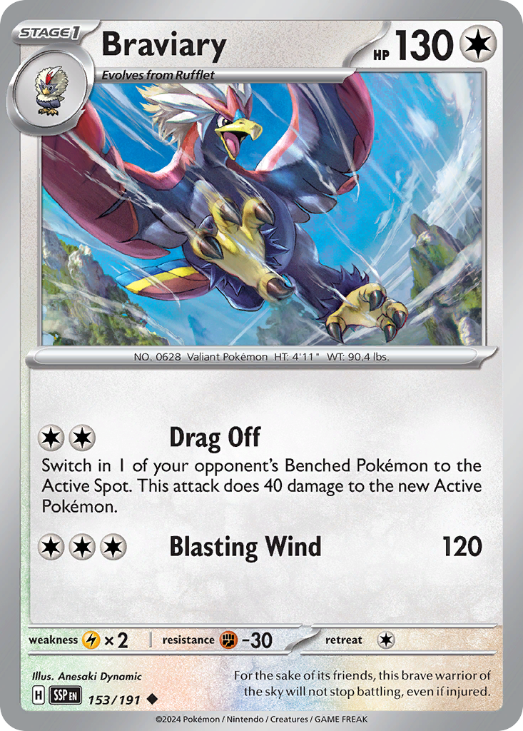 Braviary 153/191 Uncommon | Surging Sparks | Pokemon Card