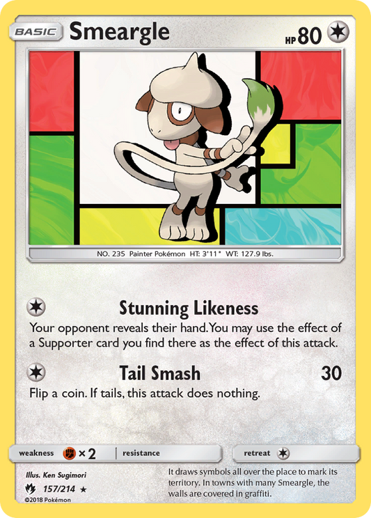 Smeargle 157/214 Rare | Lost Thunder | Pokemon Card