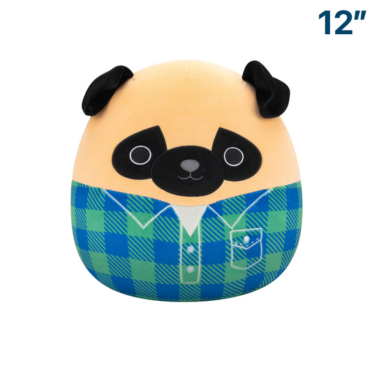 Prince the Pug in Flannel Shirt ~ 12" Squishmallow Plush