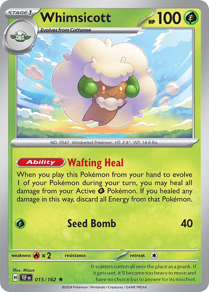 Whimsicott 15/162 Rare | Temporal Forces | Pokemon Card