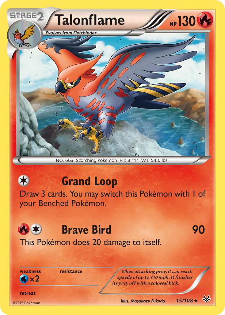 Talonflame 15/108 Rare | Roaring Skies | Pokemon Card