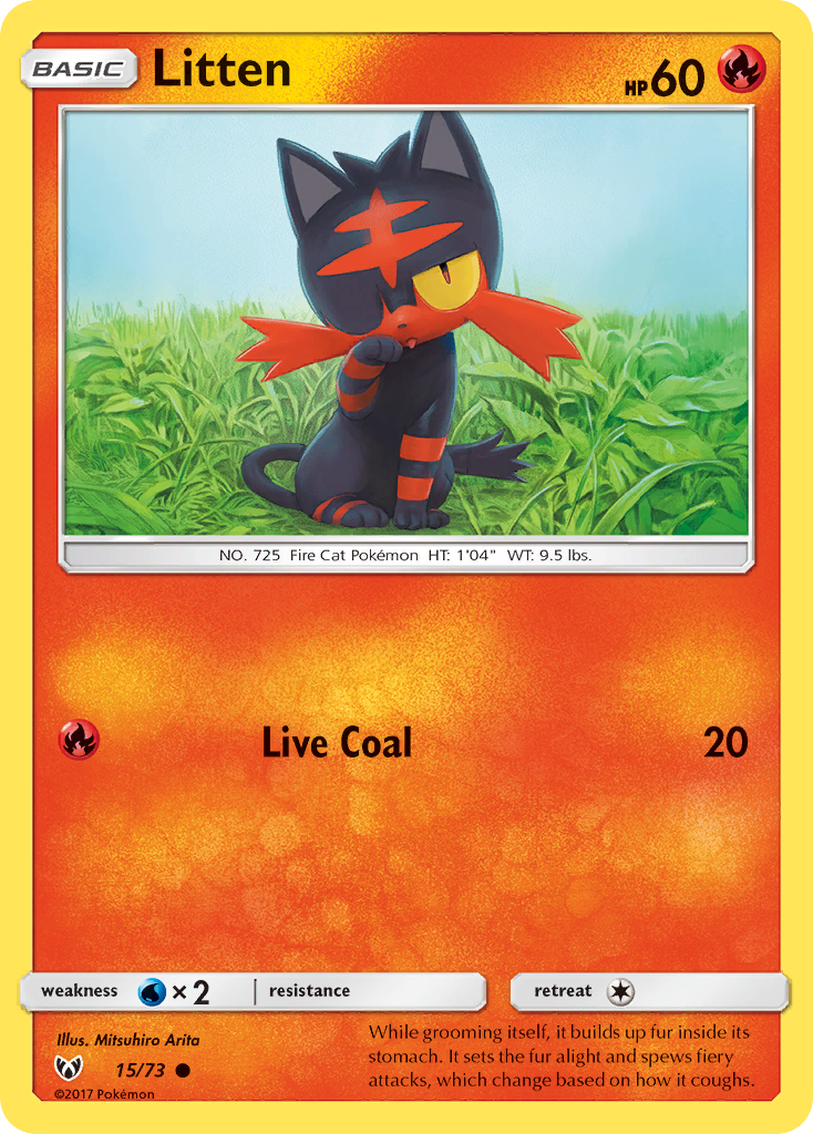 Litten 15/73 Common | Shining Legends | Pokemon Card