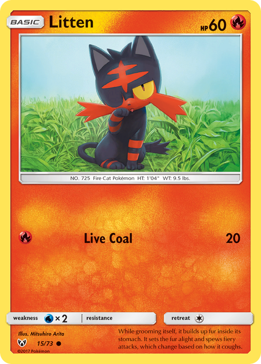 Litten 15/73 Common | Shining Legends | Pokemon Card