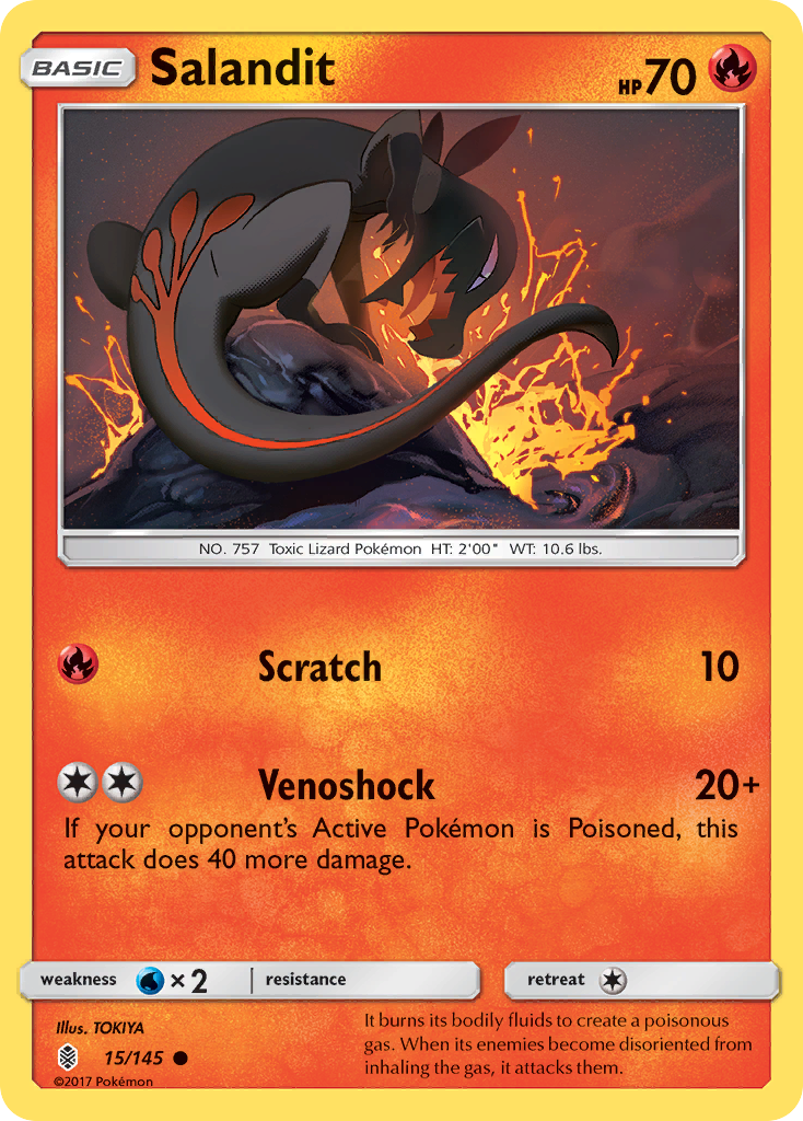 Salandit 15/145 Common | Guardians Rising | Pokemon Card