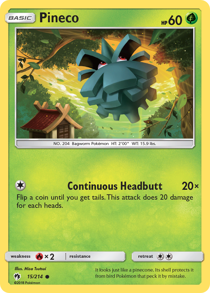 Pineco 15/214 Common | Lost Thunder | Pokemon Card