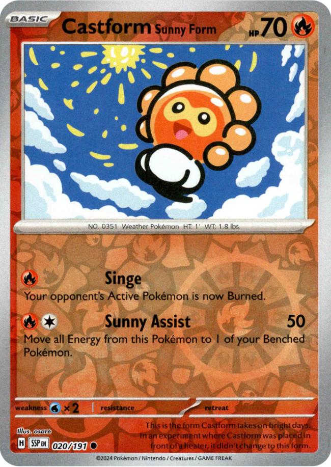 Castform Sunny Form 20/191 Reverse Holo | Surging Sparks | Pokemon Card