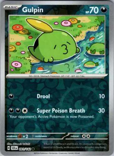 Gulpin 91/142 Reverse Holo | Stellar Crown | Pokemon Card