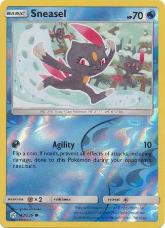 Sneasel 43/236 Reverse Holo | Cosmic Eclipse | Pokemon Card