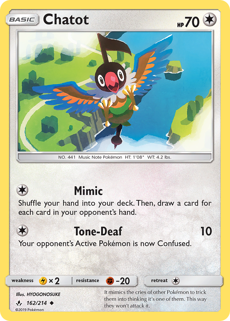 Chatot 162/214 Uncommon | Unbroken Bonds | Pokemon Card