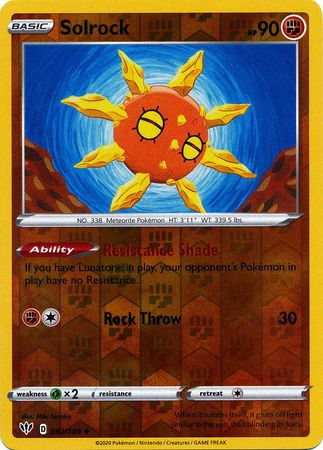 Solrock 92/189 Reverse Holo | Darkness Ablaze | Pokemon Card