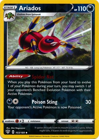 Ariados 103/189 Reverse Holo | Darkness Ablaze | Pokemon Card