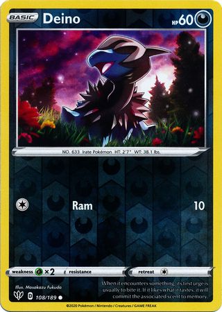 Deino 108/189 Reverse Holo | Darkness Ablaze | Pokemon Card