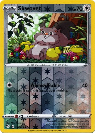 Skwovet 152/189 Reverse Holo | Darkness Ablaze | Pokemon Card