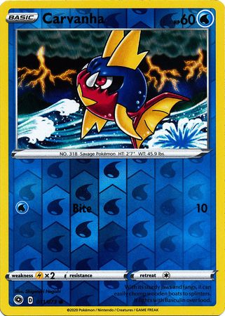 Carvanha 11/73 Reverse Holo | Champion's Path | Pokemon Card