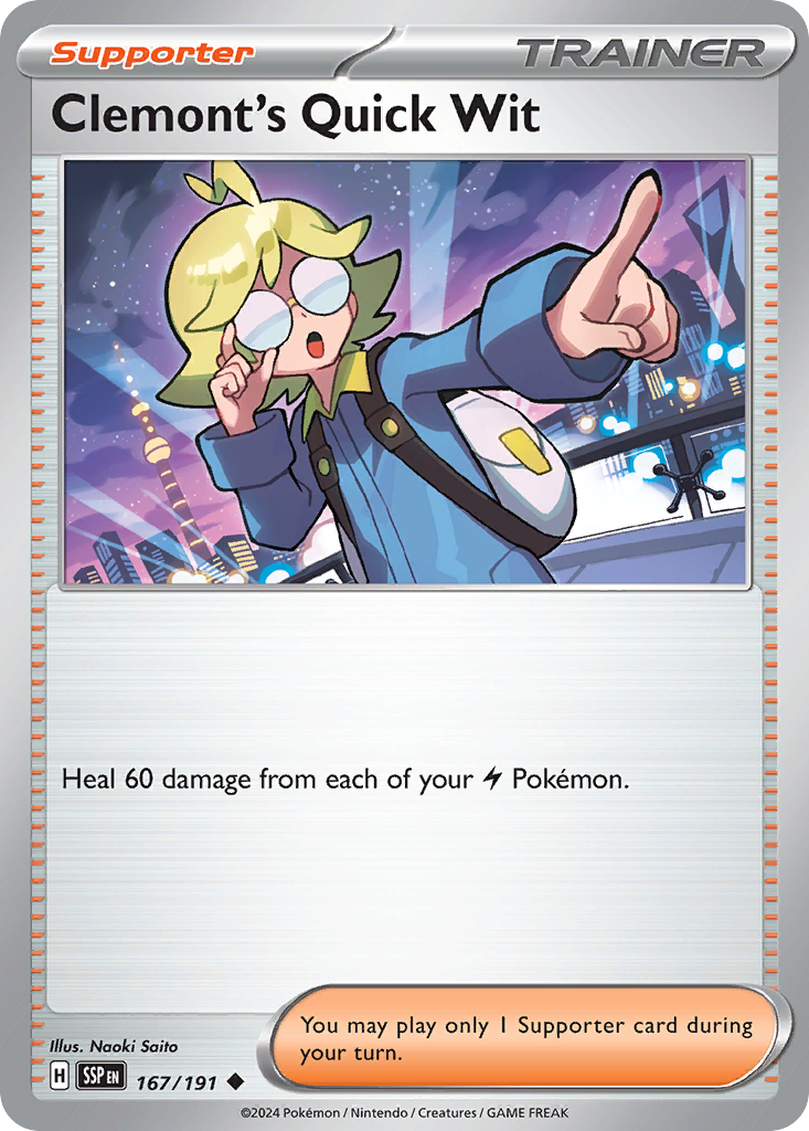 Clemont's Quick Wit 167/191 Uncommon | Surging Sparks | Pokemon Card