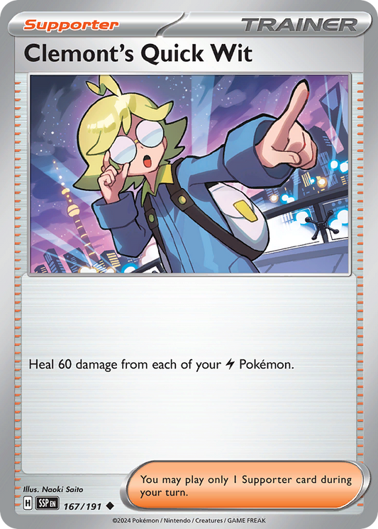 Clemont's Quick Wit 167/191 Uncommon | Surging Sparks | Pokemon Card