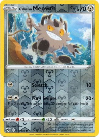 Galarian Meowth 112/185 Reverse Holo | Vivid Voltage | Pokemon Card