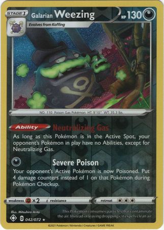 Galarian Weezing 42/72 Reverse Holo | Shining Fates | Pokemon Card