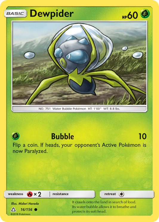 Dewpider 16/156 Common | Ultra Prism | Pokemon Card