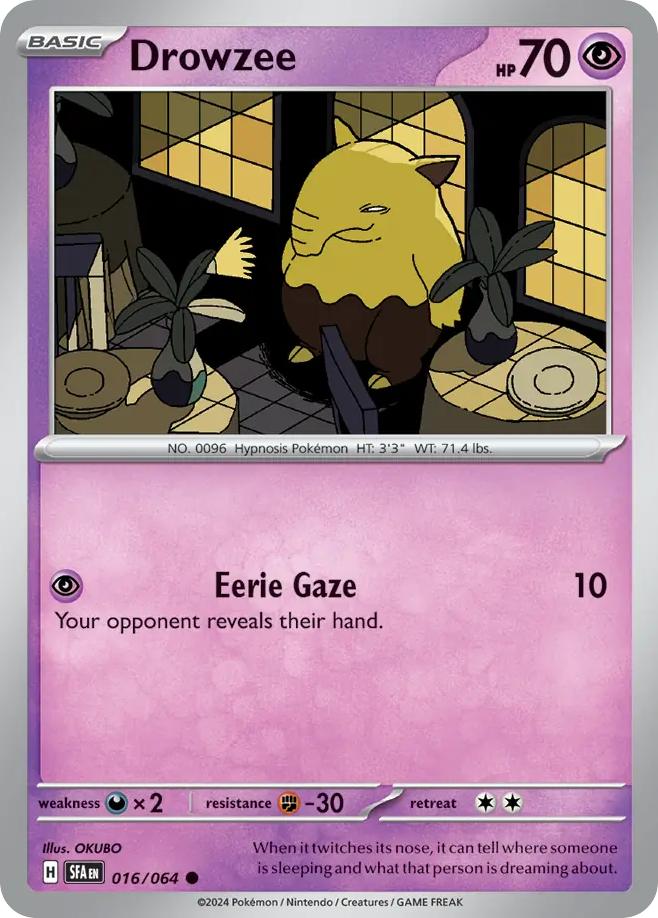 Drowzee 16/64 Common | Shrouded Fable | Pokemon Card