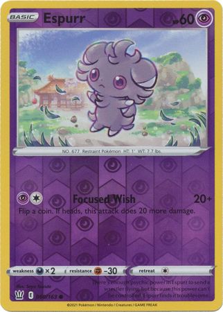 Espurr 60/163 Reverse Holo | Battle Styles | Pokemon Card