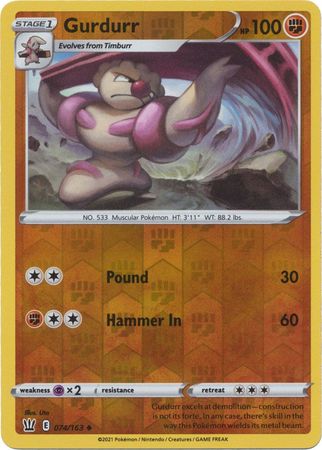 Gurdurr 74/163 Reverse Holo | Battle Styles | Pokemon Card