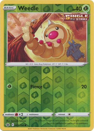 Weedle 1/198 Reverse Holo | Chilling Reign | Pokemon Card