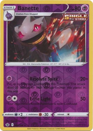 Banette 63/198 Reverse Holo | Chilling Reign | Pokemon Card