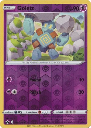 Golett 65/198 Reverse Holo | Chilling Reign | Pokemon Card