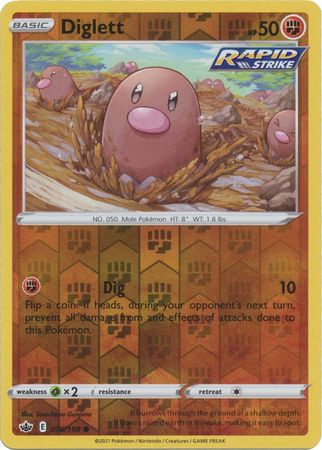 Diglett 76/198 Reverse Holo | Chilling Reign | Pokemon Card