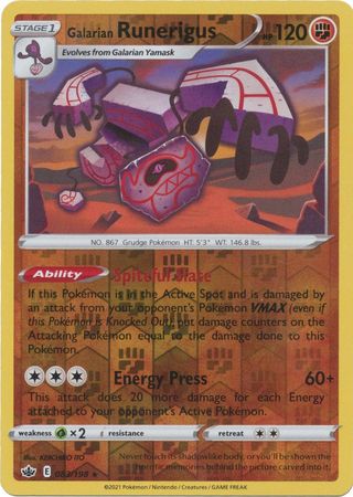 Galarian Runerigus 83/198 Reverse Holo | Chilling Reign | Pokemon Card