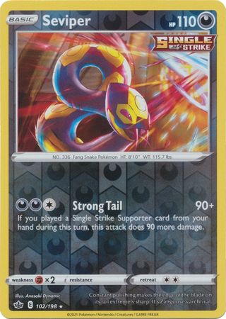 Seviper 102/198 Reverse Holo | Chilling Reign | Pokemon Card