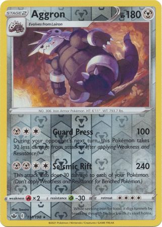 Aggron 111/198 Reverse Holo | Chilling Reign | Pokemon Card