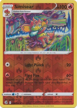 Simisear 38/264 Reverse Holo | Fusion Strike | Pokemon Card