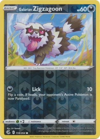 Galarian Zigzagoon 159/264 Reverse Holo | Fusion Strike | Pokemon Card