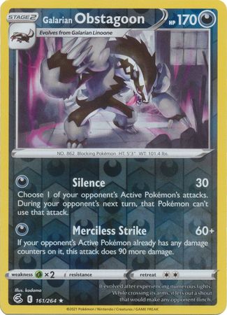 Galarian Obstagoon 161/264 Reverse Holo | Fusion Strike | Pokemon Card