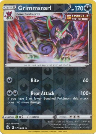 Grimmsnarl 178/264 Reverse Holo | Fusion Strike | Pokemon Card